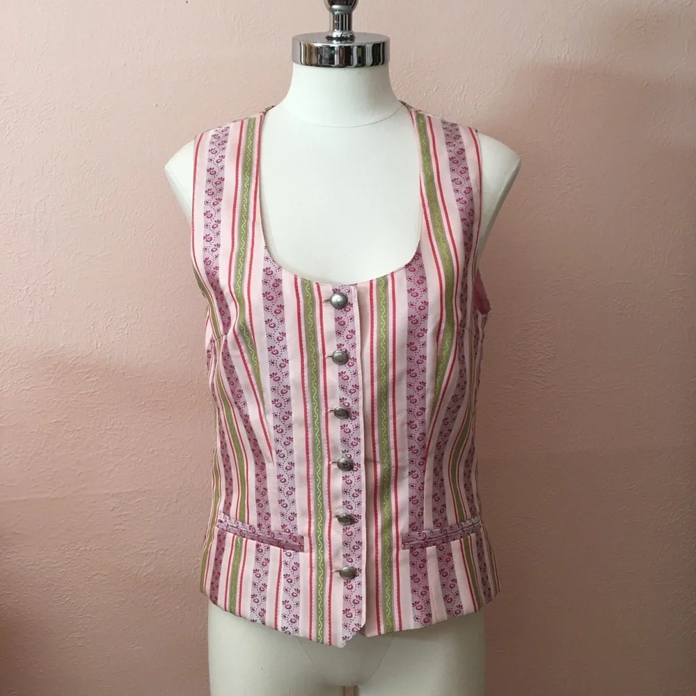 Vintage Cottagecore Corset Top Vest Pastel Pink Made in Germany Barbiecore - Picture 2 of 16